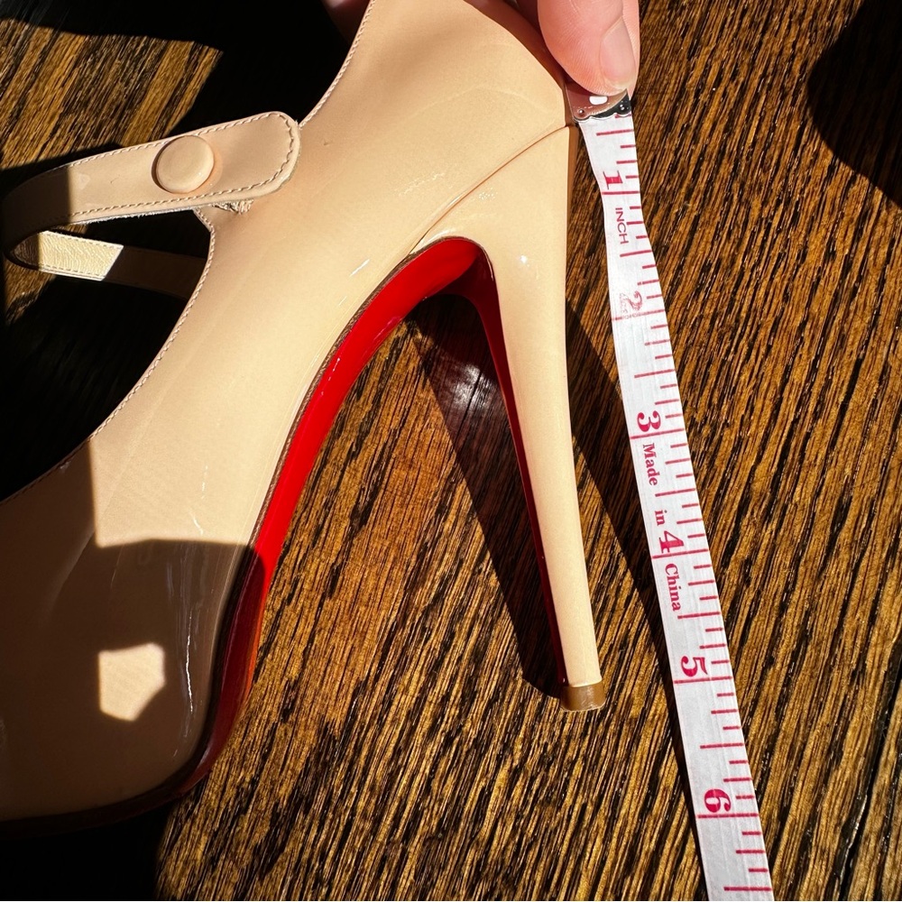 Christian Louboutin Bana Mary jane peep toe platform heels nude pale pink 37.5 - Picture 12 of 15